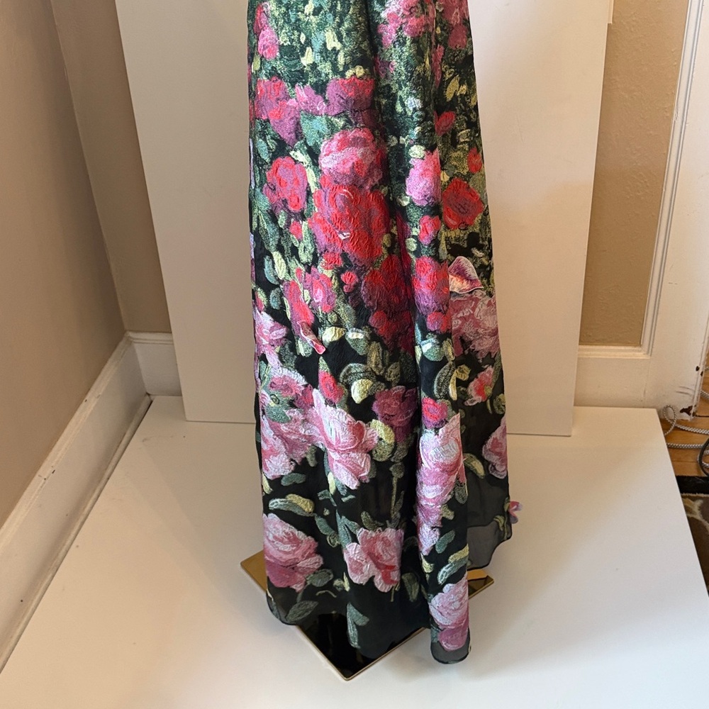 Oscar de la Renta Off-Shoulder Floral Maxi Dress in Black, Pink, Green - Picture 12 of 16